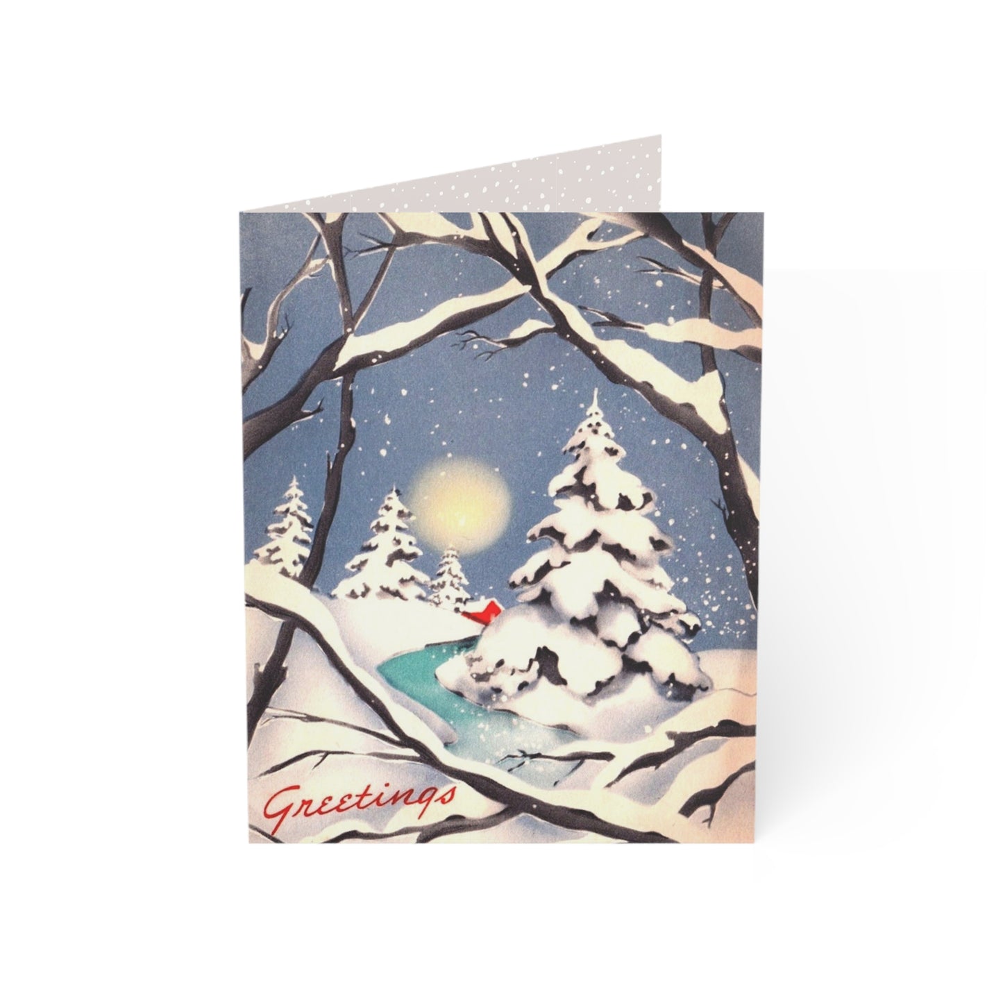 Vintage Snowy “Greetings!” Christmas Card