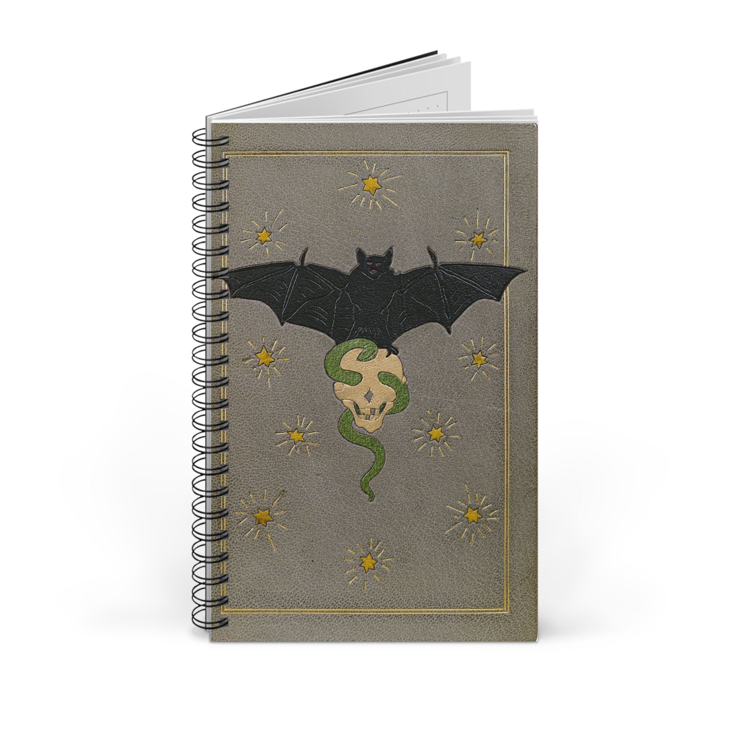 Spiral Notebook - Bat & Skull | Blank, Dot Grid, Lined, Task