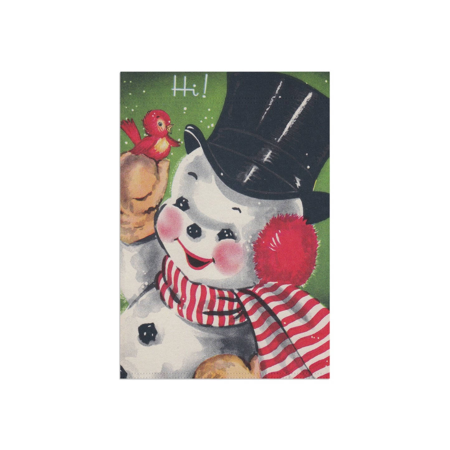 Retro Snowman with Red Bird Christmas Garden Flag or House Banner