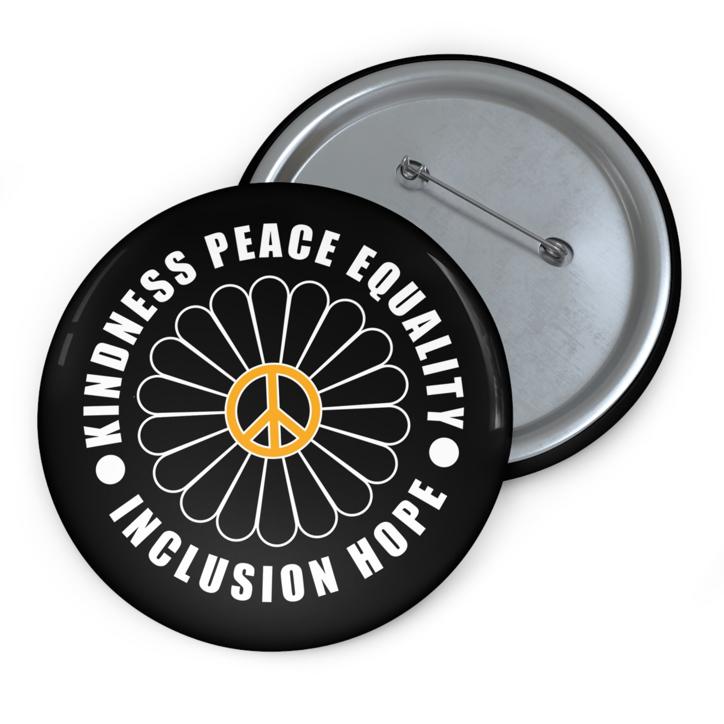 KINDNESS & PEACE Statement Pin in black