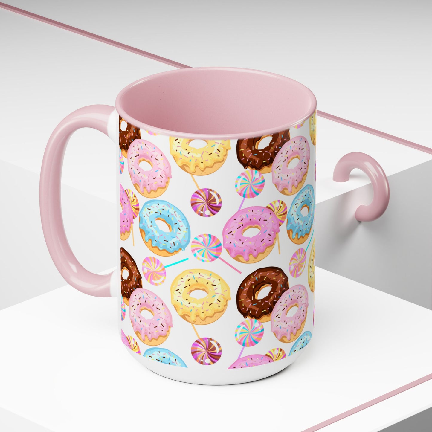 Sprinkled Donuts Two-Tone Mug | Pink or Light Blue