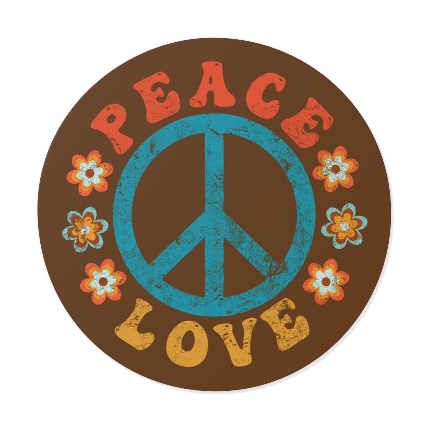 Peace & Love Round Vinyl Sticker