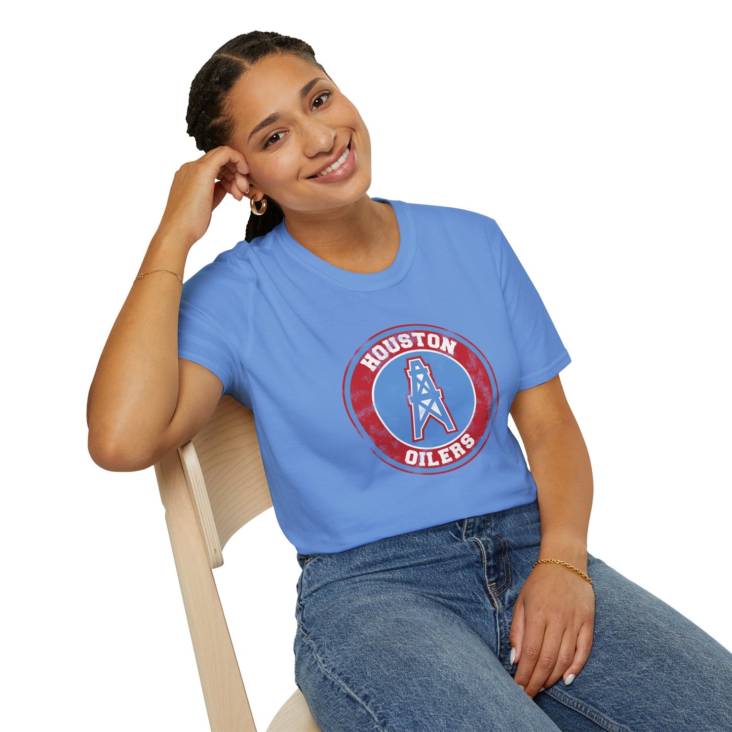 Houston Oilers Distressed Emblem Unisex T-Shirt | Up to 5X