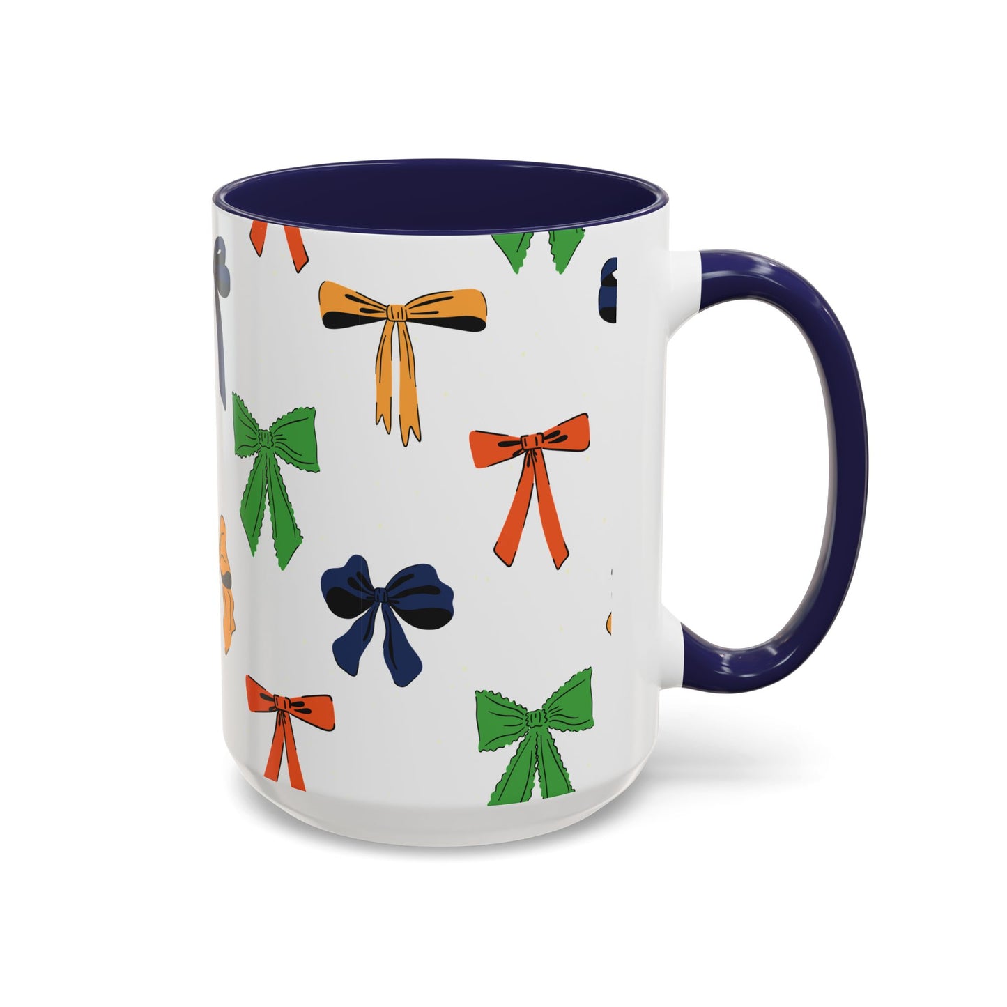 Coquette Ribbon Bows #3 | 15 oz. Mug, Navy Blue Interior