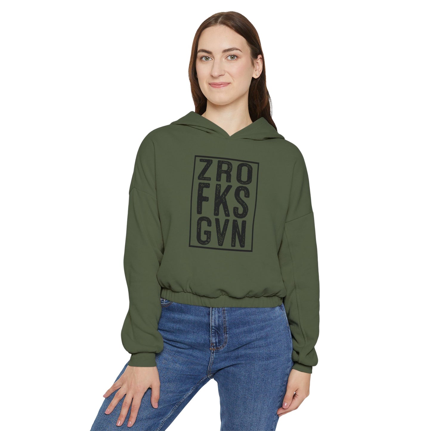 ‘ZRO FKS GVN’ Cropped Sweatshirt