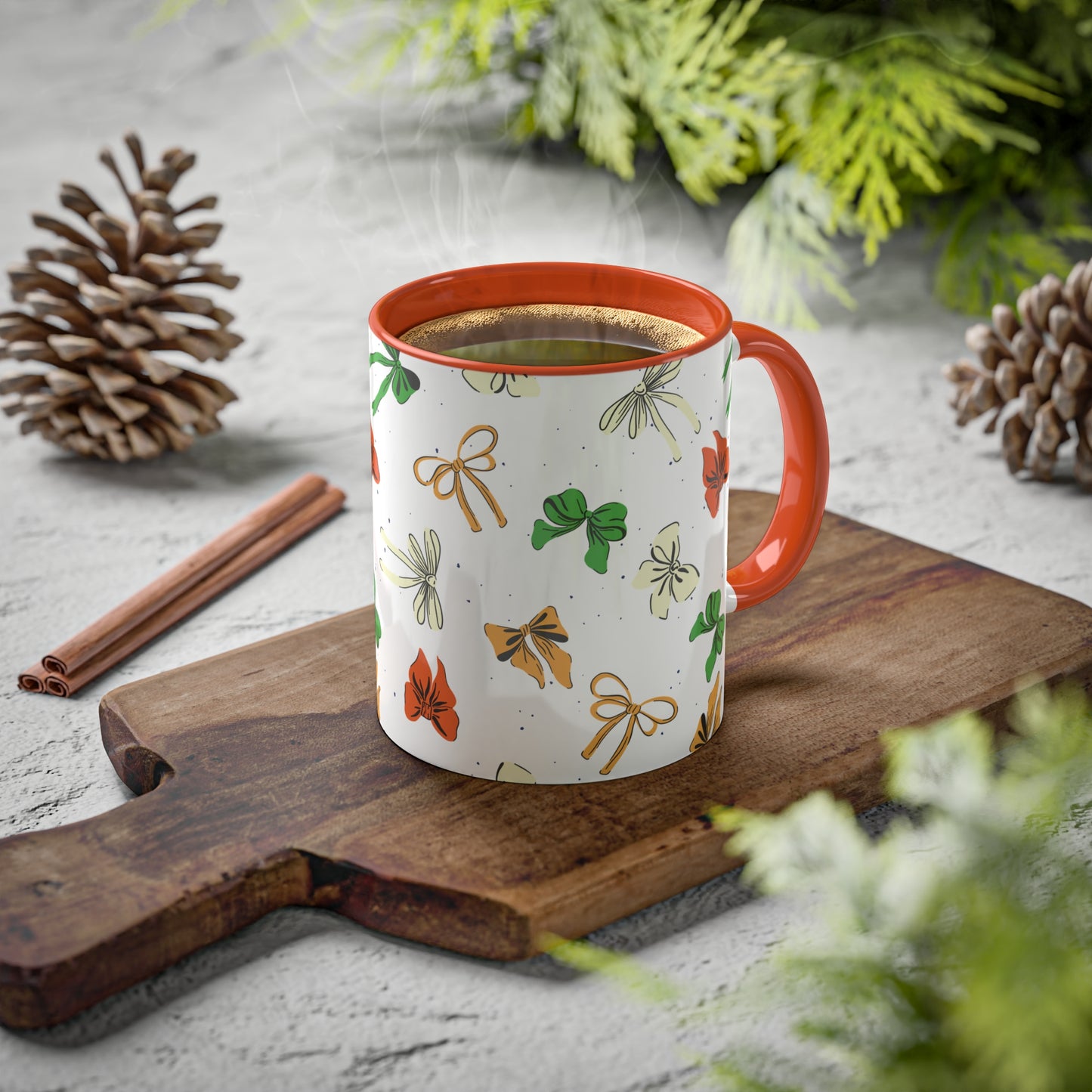 Coquette Bows #2 - 11 oz Mug, Green or Orange Interior