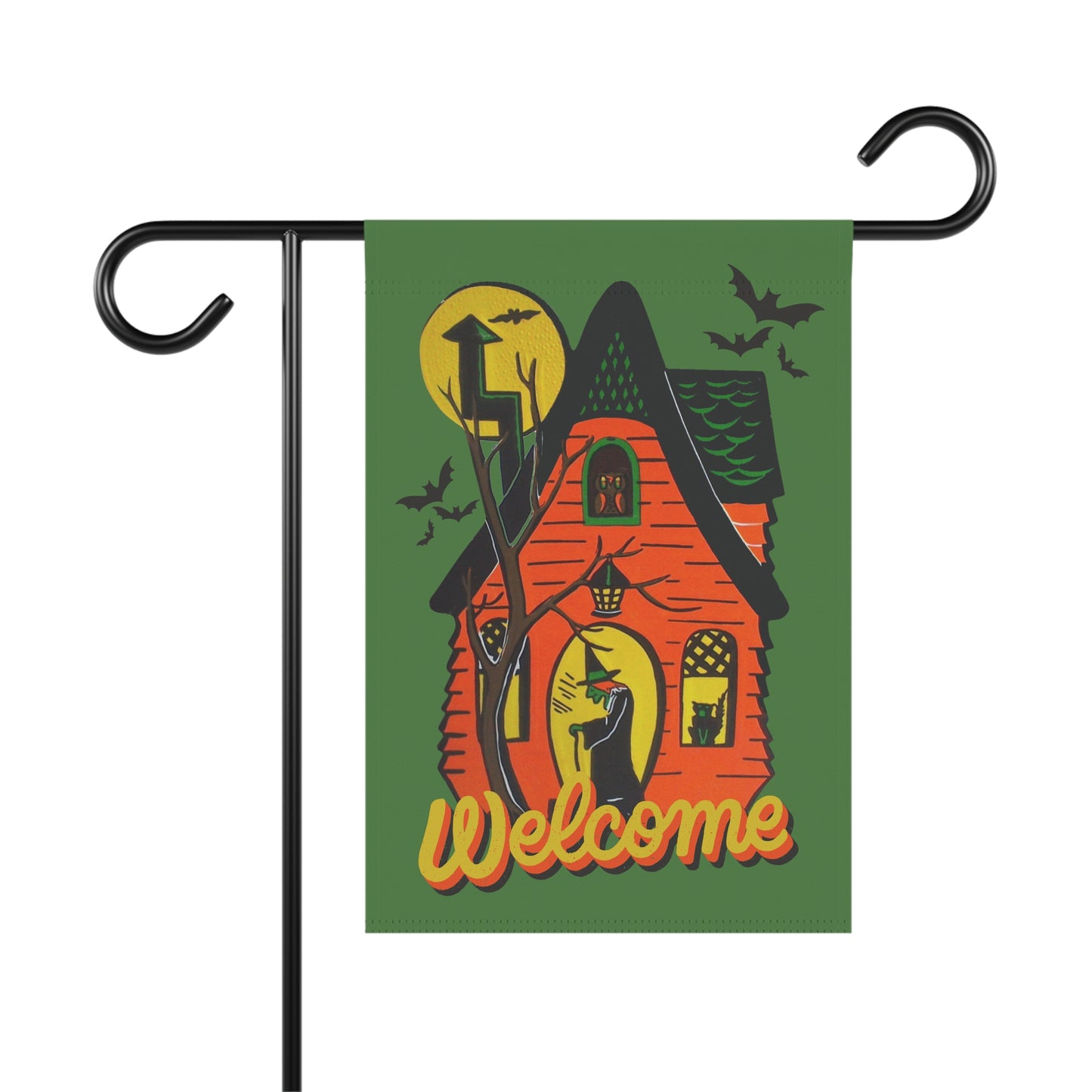 Retro Witch's House Halloween Welcome Banner