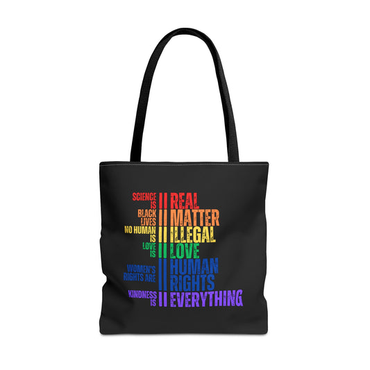 Equality Rainbow Tote Bag in Black