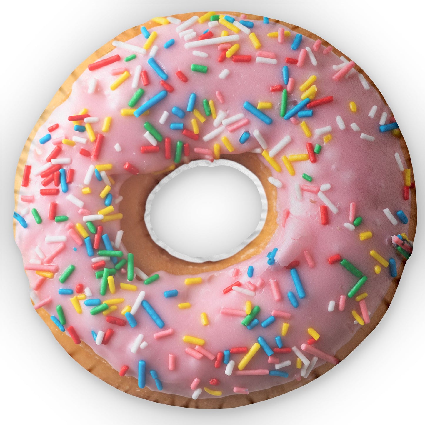 Donut Shaped Pillow, Pink Frosted with Sprinkles