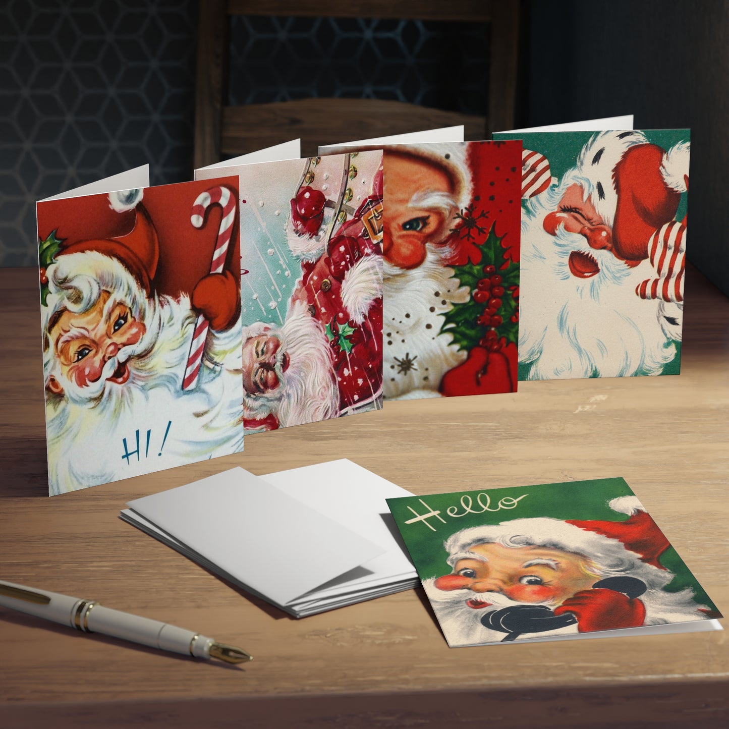 Retro Santa Claus Christmas Greeting Card 5-Pack