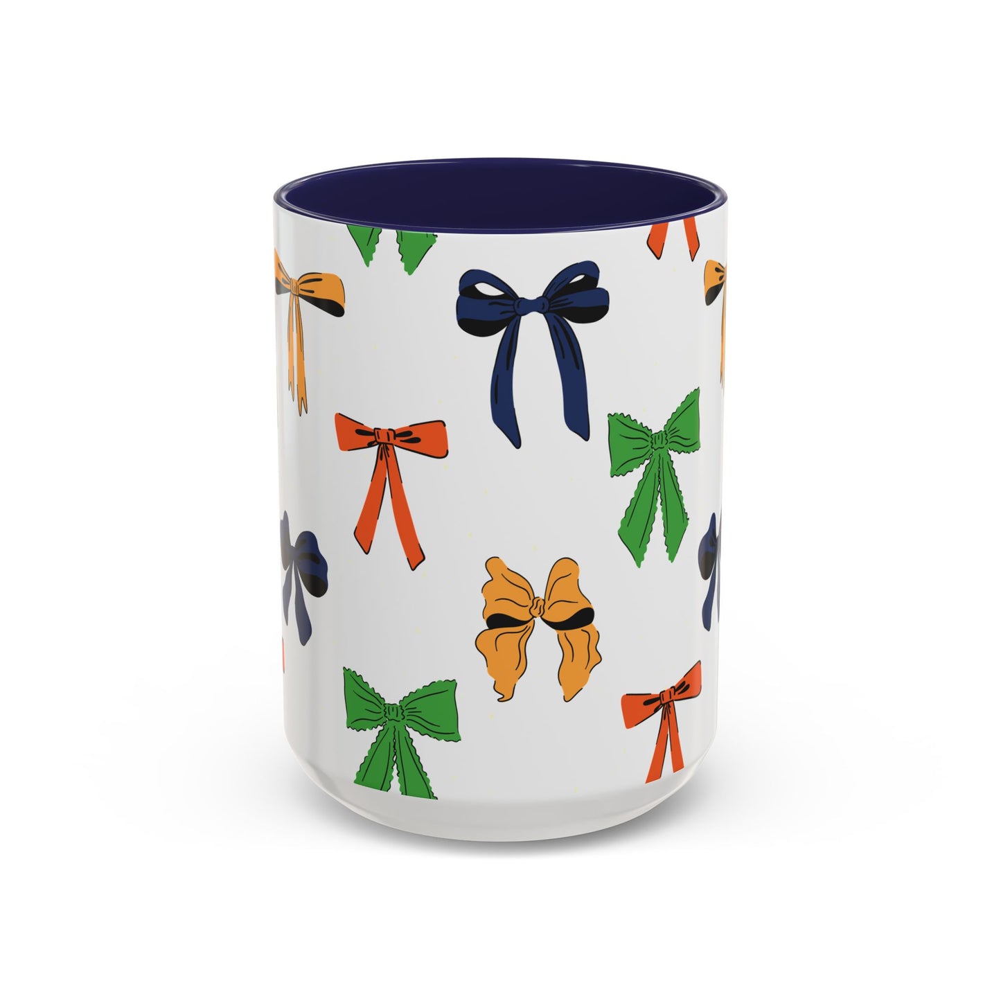 Coquette Ribbon Bows #3 | 15 oz. Mug, Navy Blue Interior