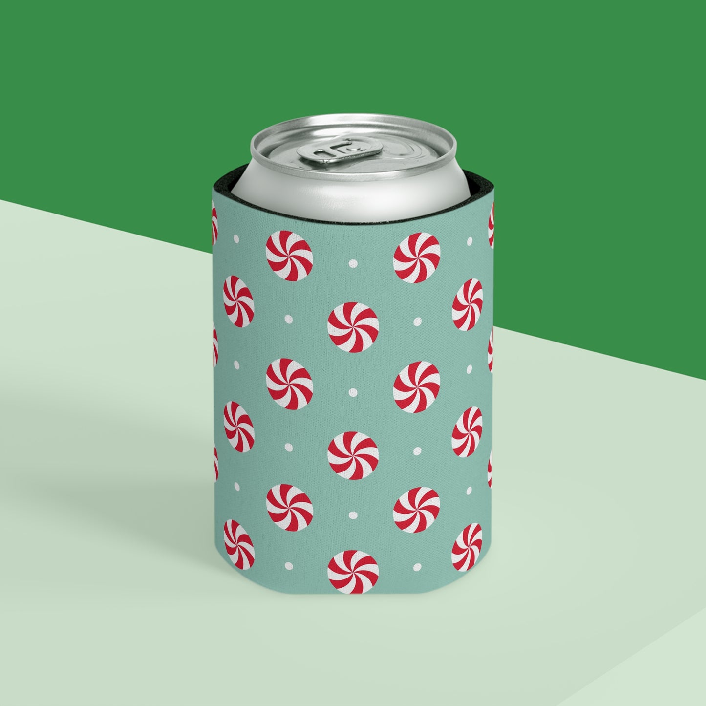 Can Cooler, Standard or Slim Size - Peppermint Swirl Candies