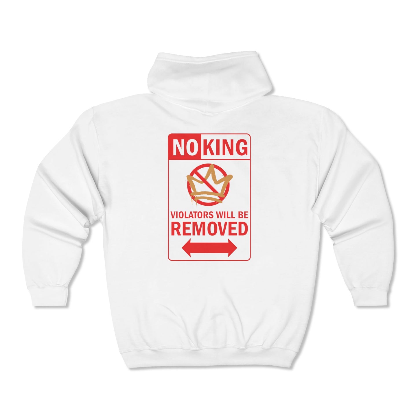 NO KINGS Political Protest Zip Up Hoodie