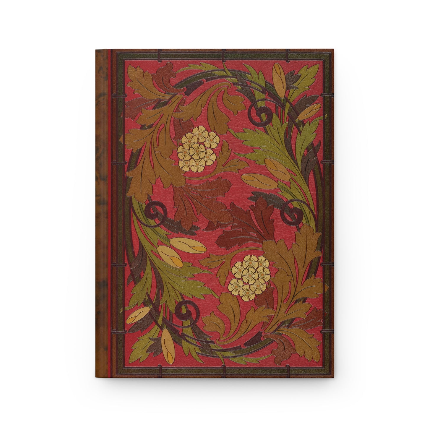 Red Floral Hardcover Lined Journal