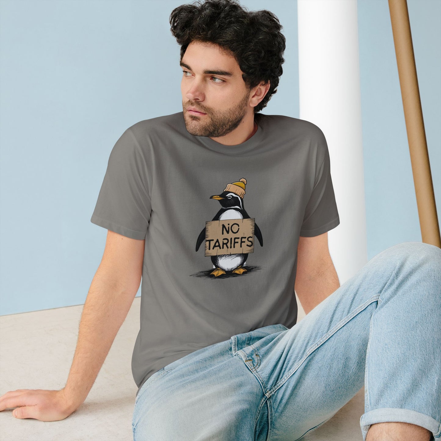 Organic Unisex Tee - ‘NO TARIFFS’ Penguin