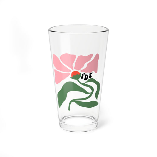‘FDT’ Pink Floral Pint Glass