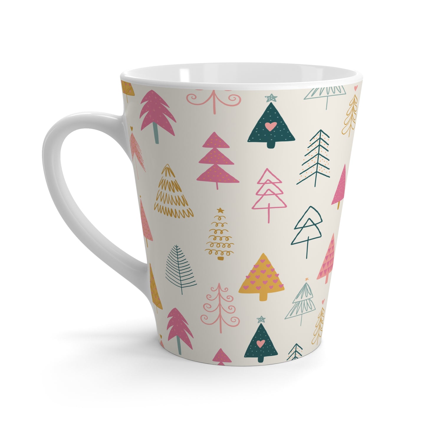 Latte Mug, 12oz - Whimsy Christmas Trees