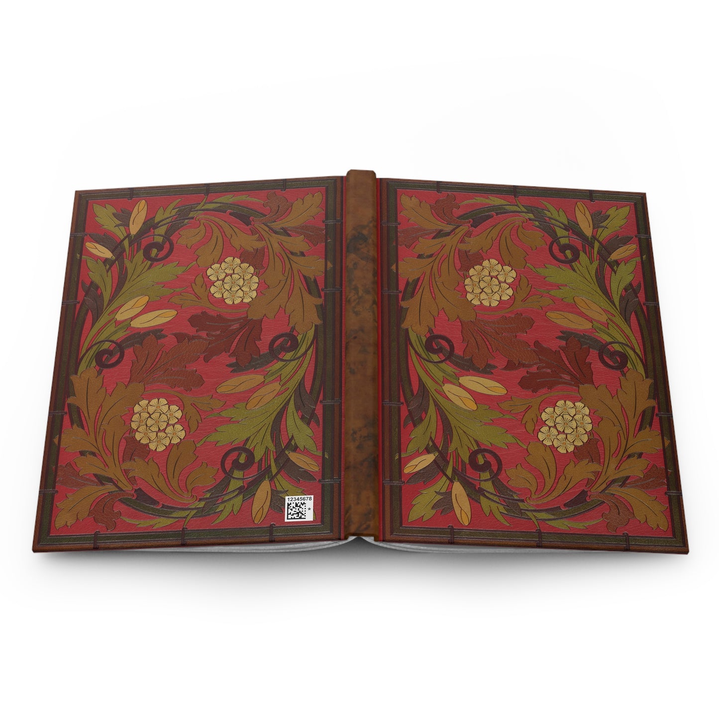 Red Floral Hardcover Lined Journal