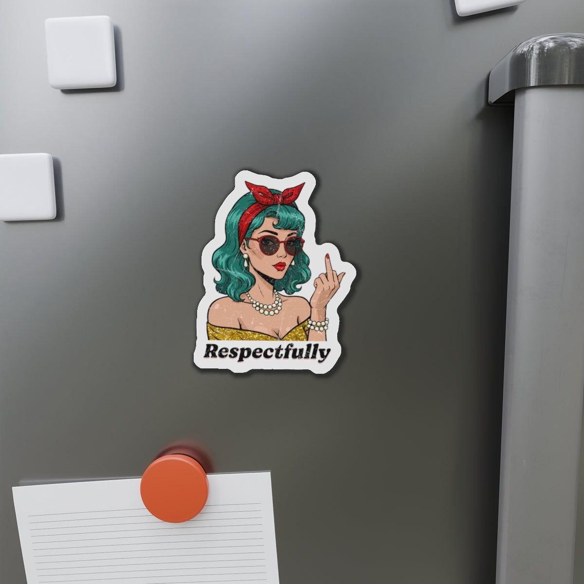 “Respectfully” Retro Die-Cut Magnet
