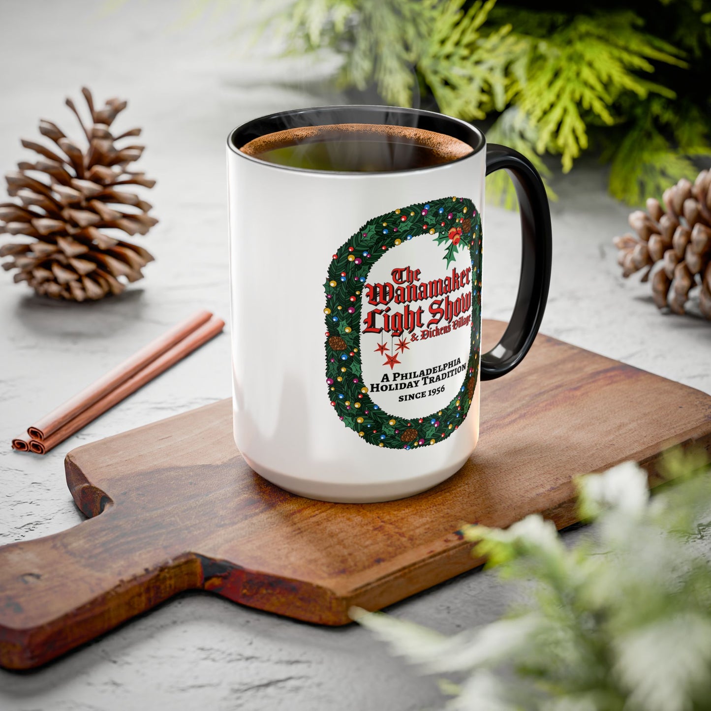 'The Wanamaker Light Show' Holiday Wreath Mug - 11oz/15oz