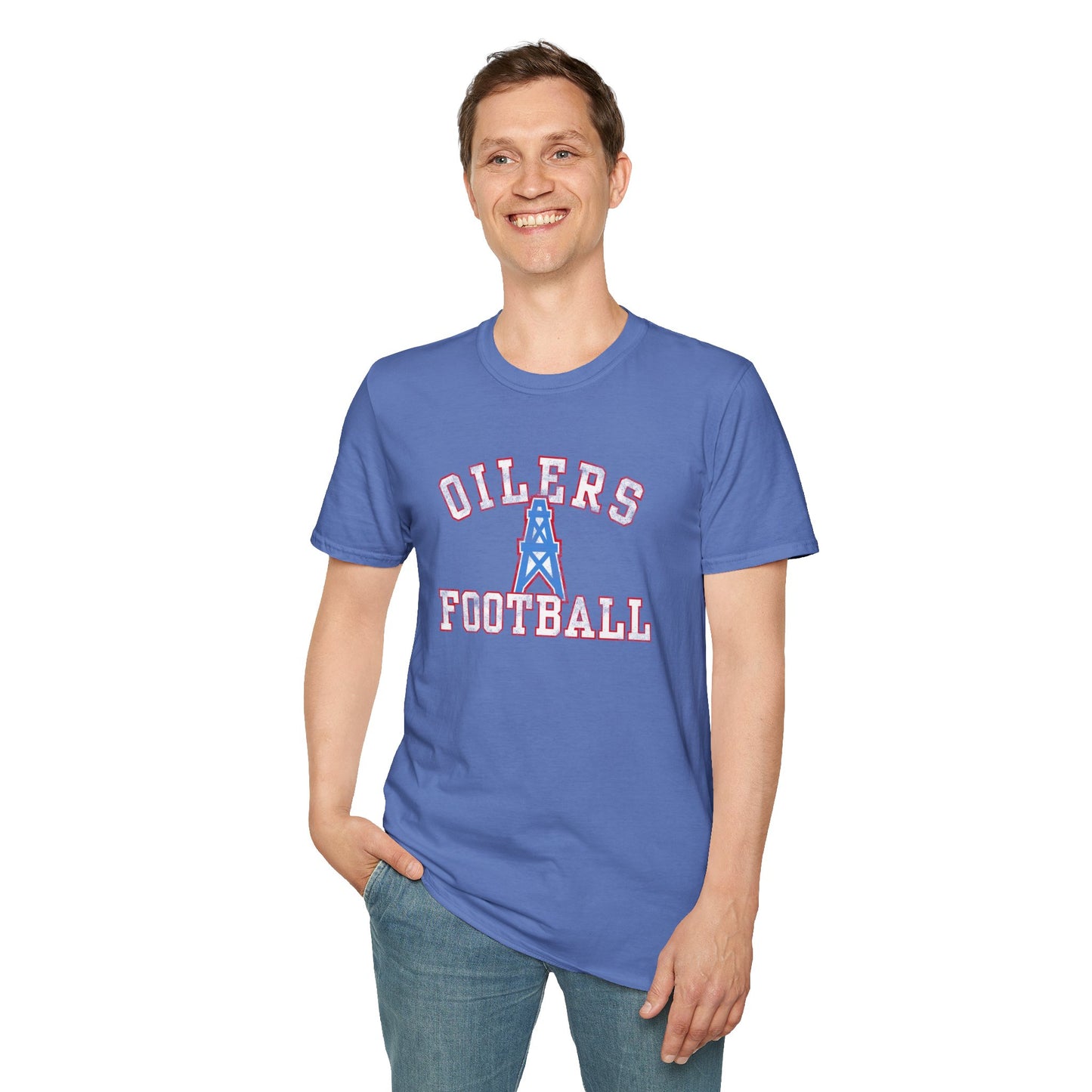 Houston Oilers Distressed “Oilers Football” Unisex Tee