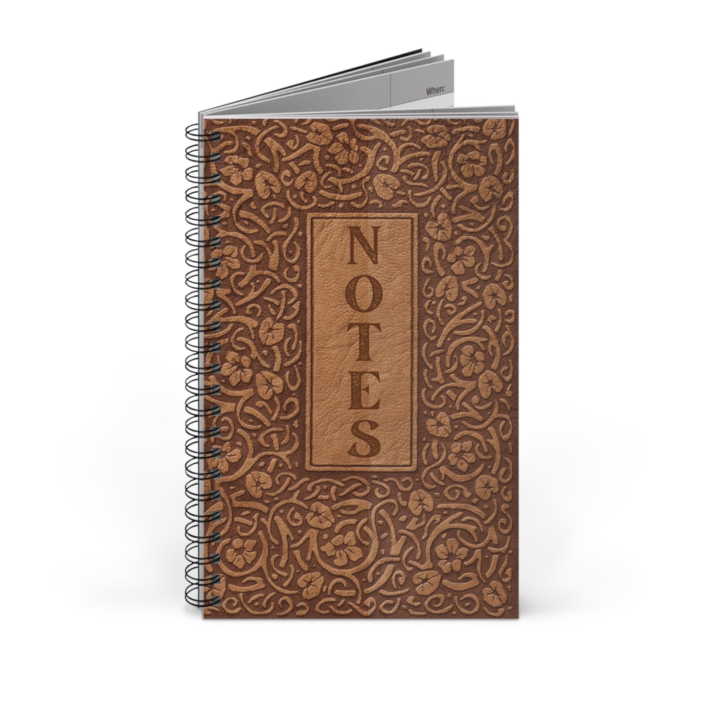 Spiral Notebook - Scrollwork “Notes” | Blank, Dot Grid, Lined, Task