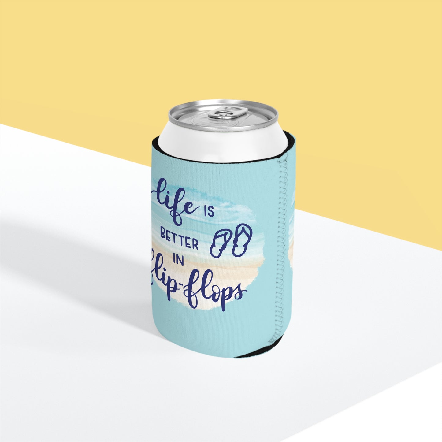 Beach Vibes Can Cooler Sleeve - Life is Better in Flip-Flops