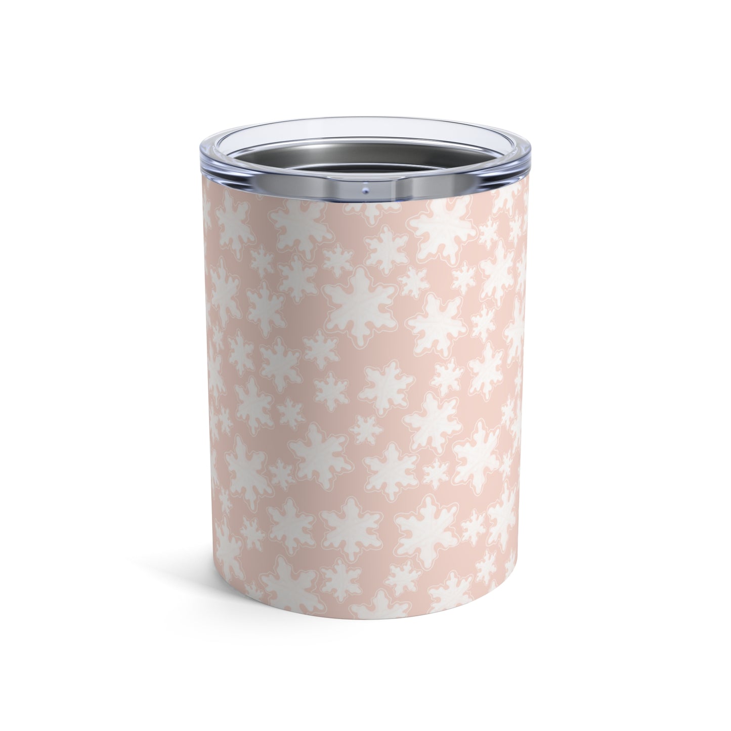 Rocks Tumbler, 10 oz - Pastel Pink Snowflakes