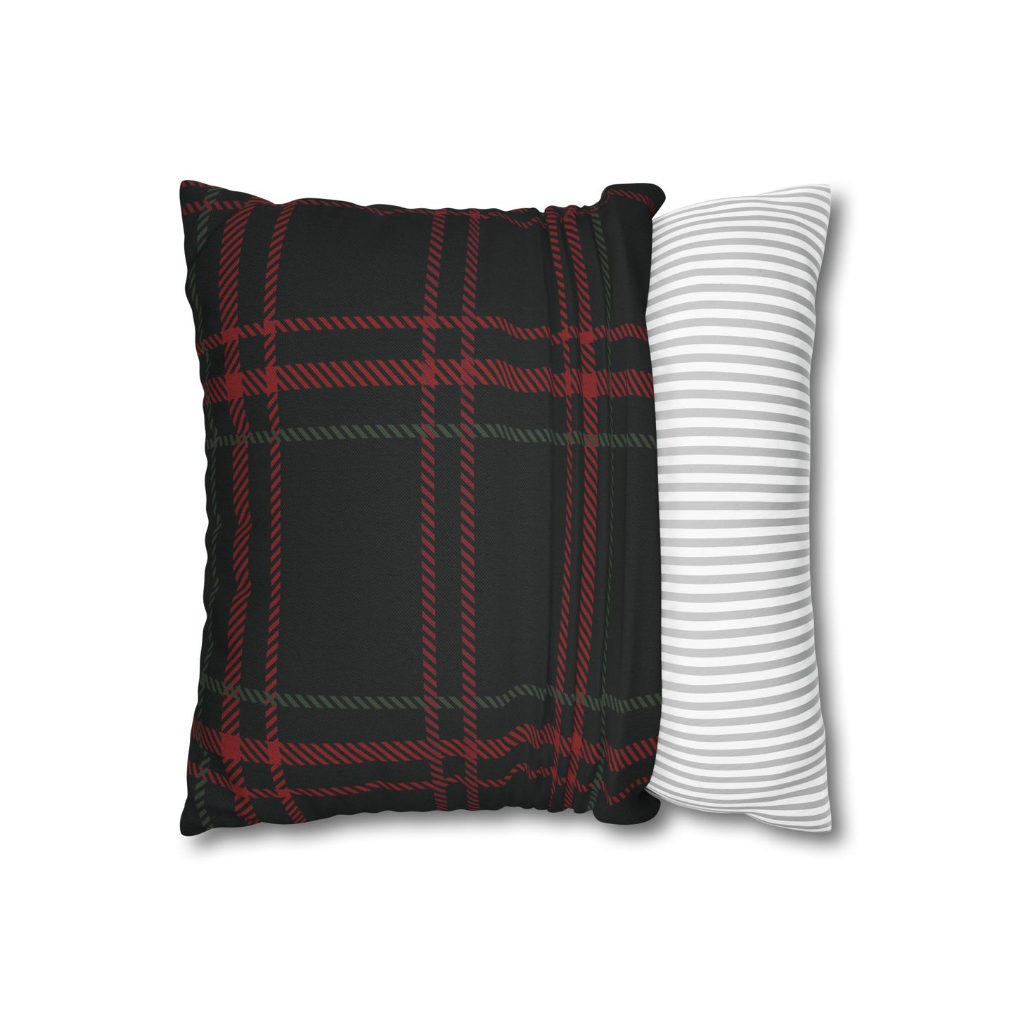 Festive Nutcrackers on Christmas Plaid Square Pillow Case