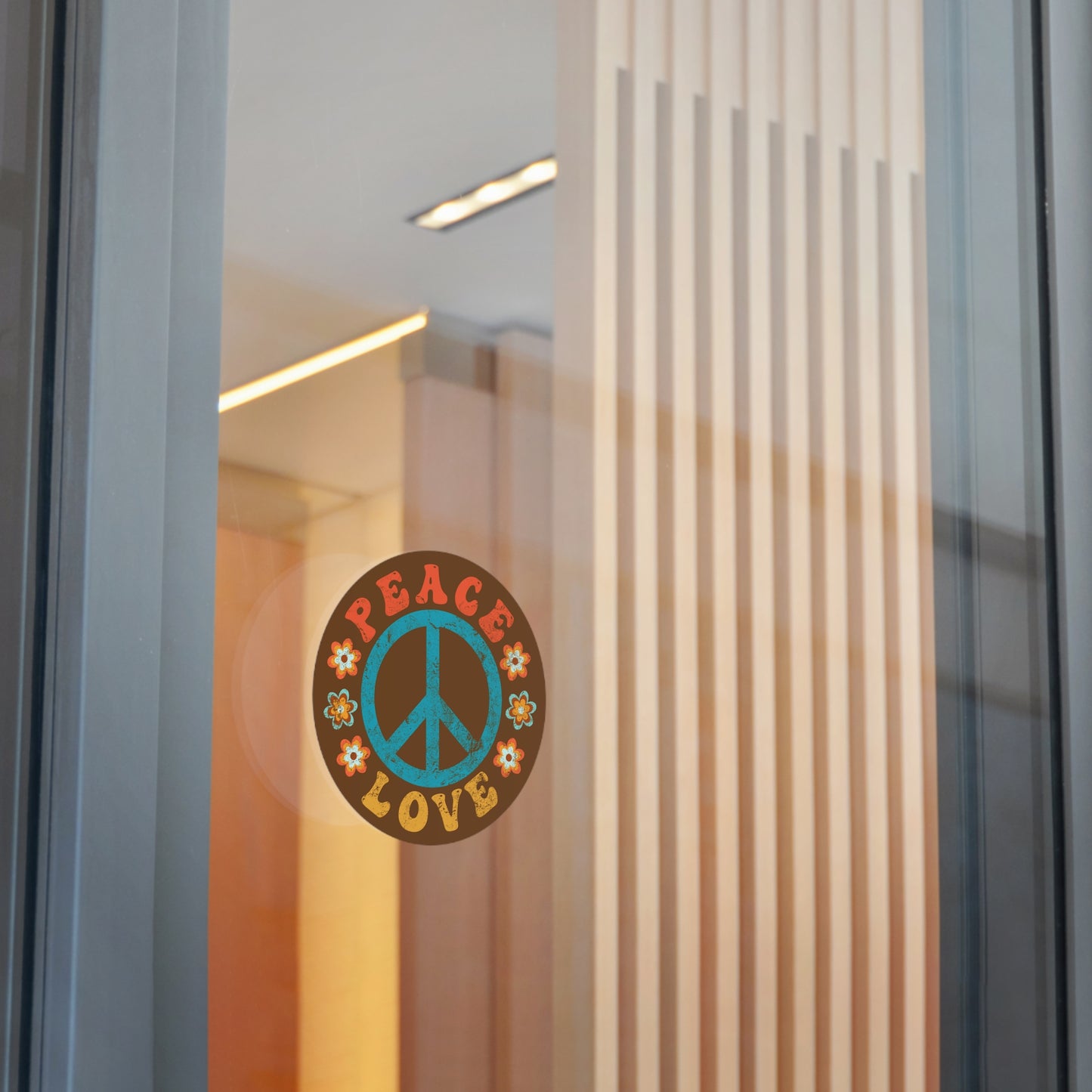 Peace & Love Round Vinyl Sticker