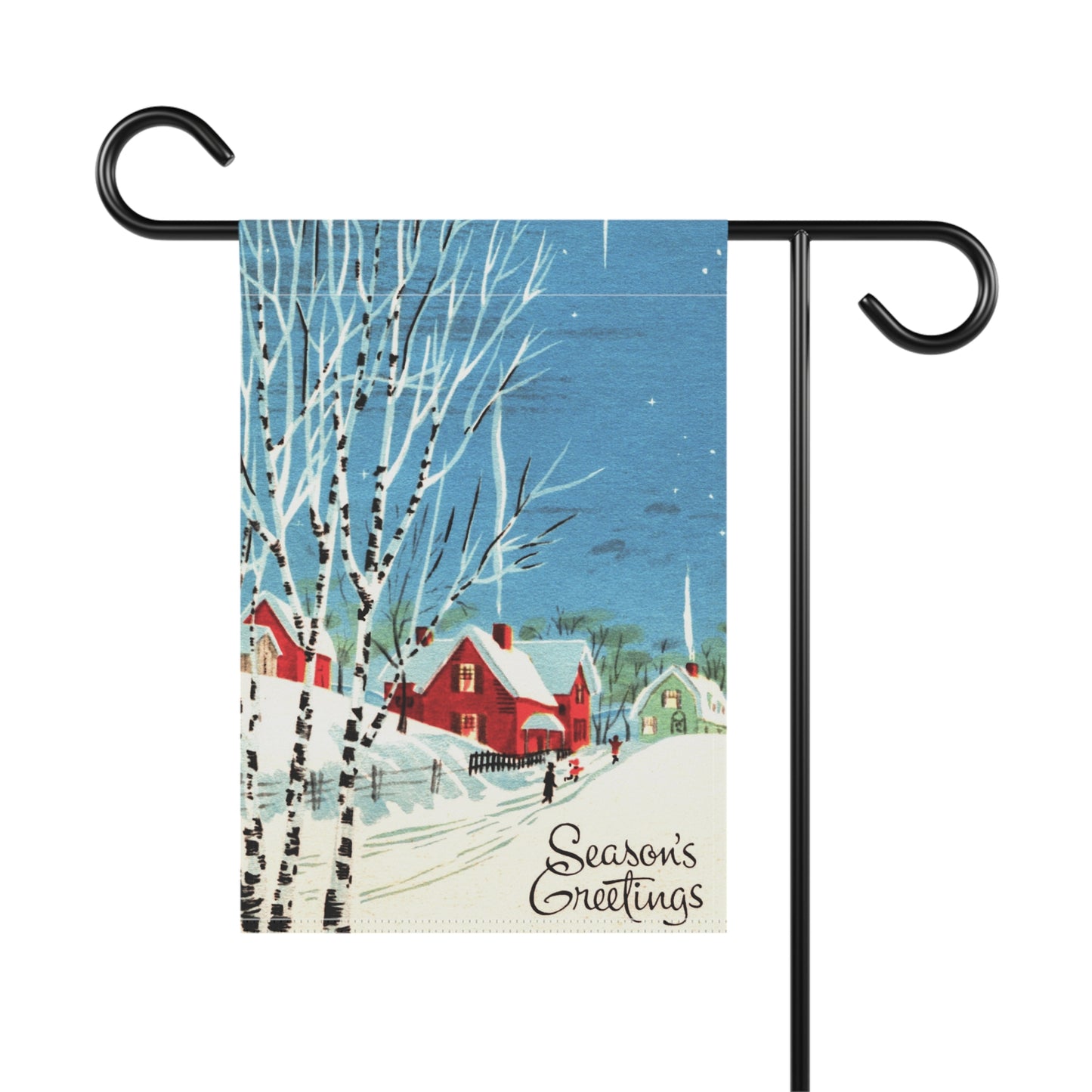 Vintage Winter “Season’s Greetings” Christmas Garden Flag or House Banner