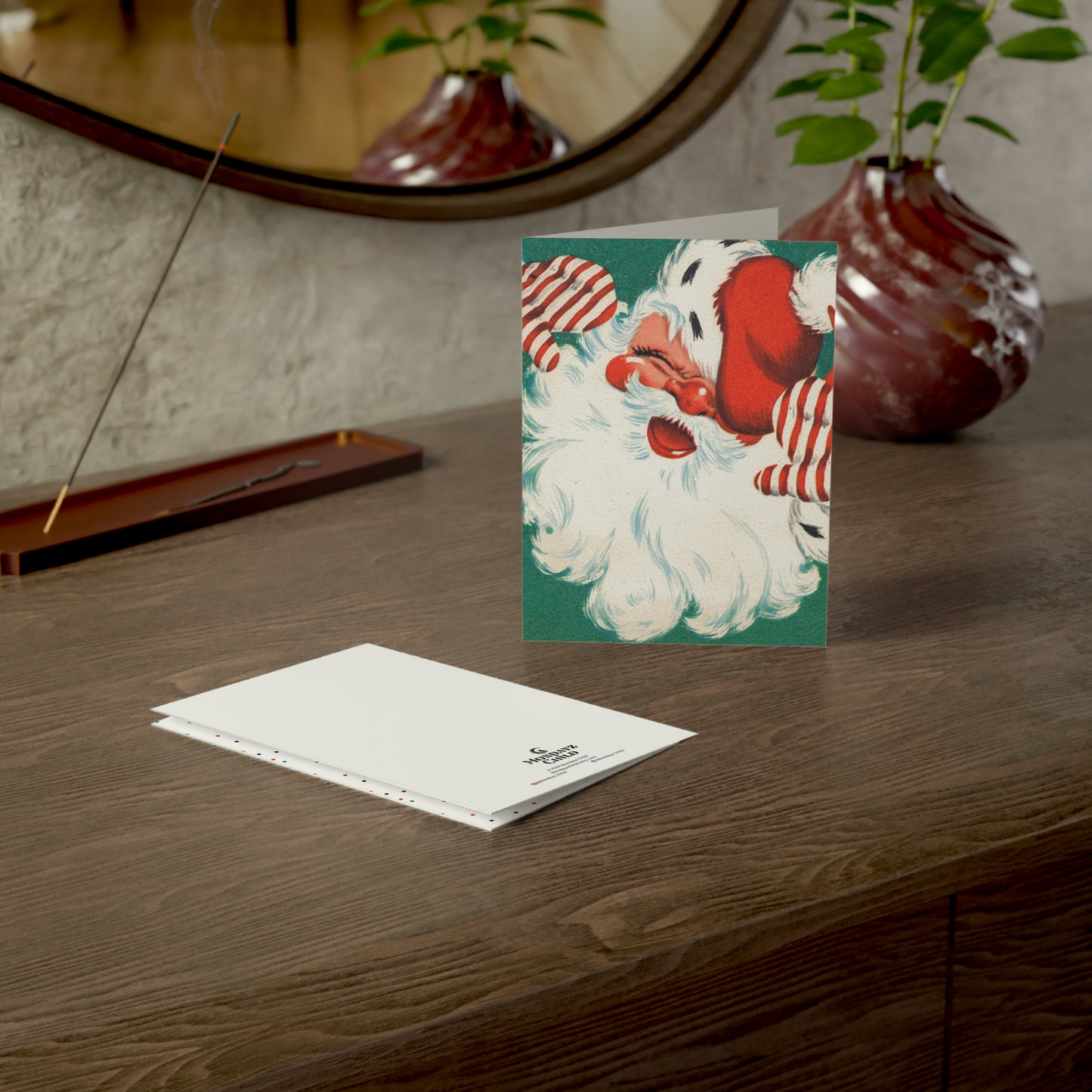 Retro Laughing Santa Christmas Greeting Card