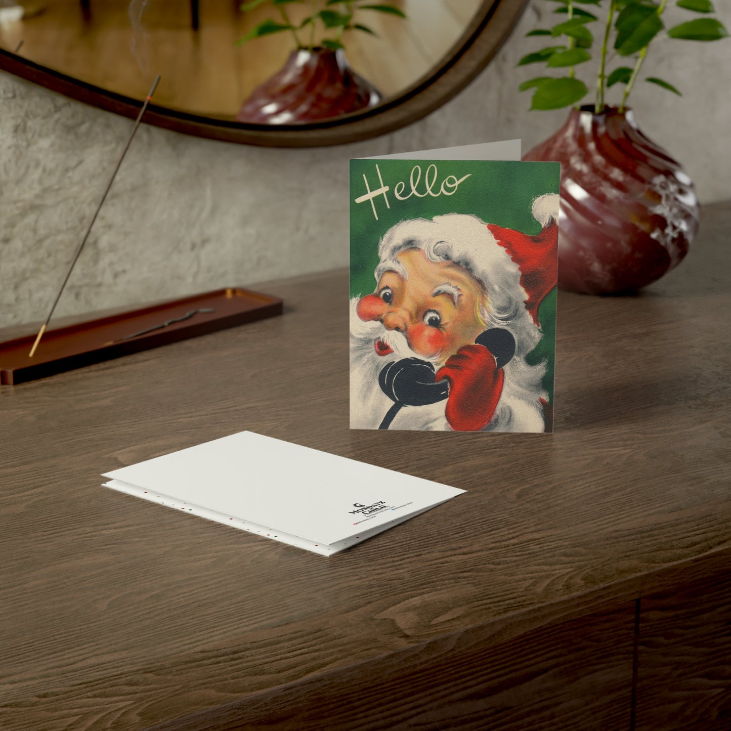 Retro Santa “Greetings!” Christmas Card