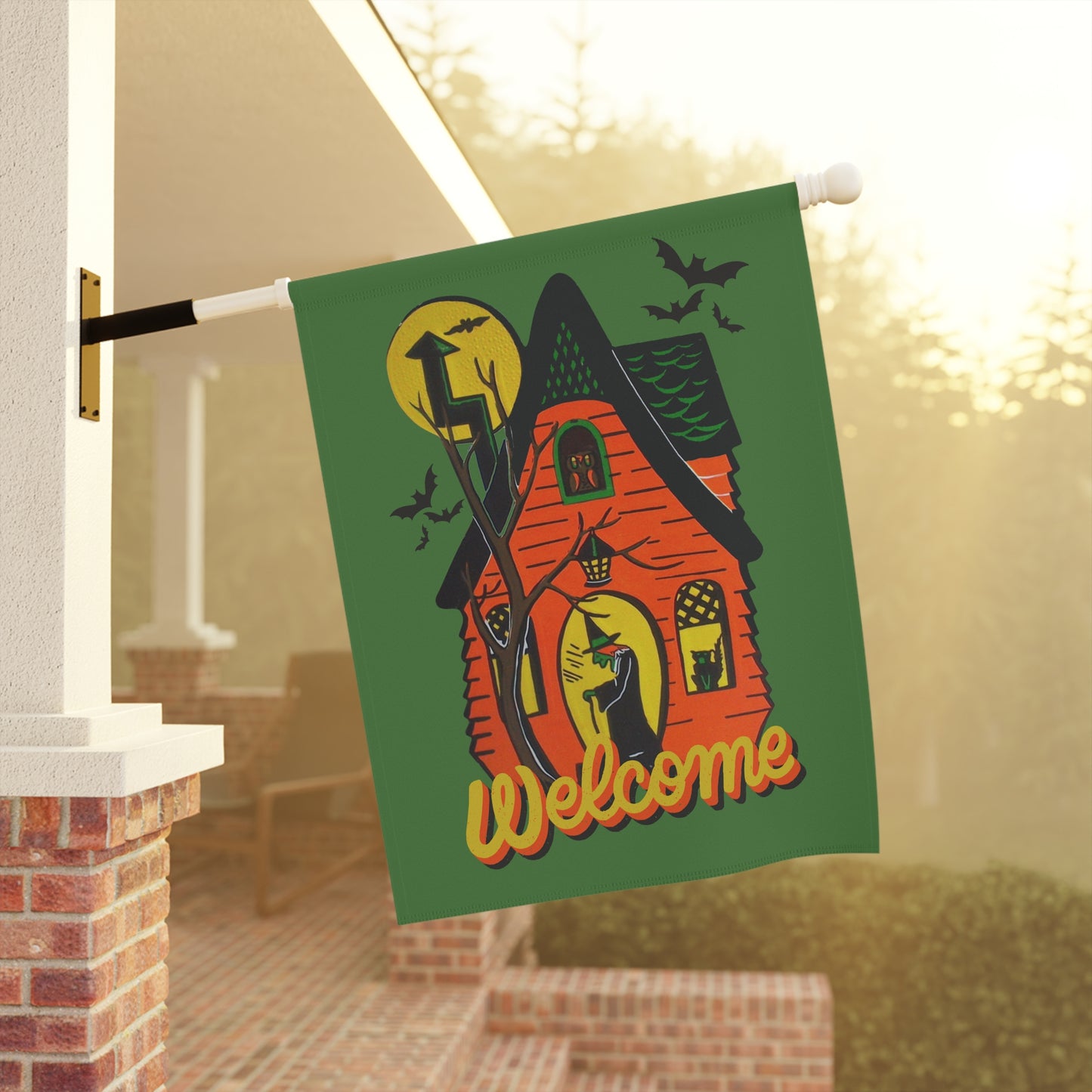 Retro Witch's House Halloween Welcome Banner