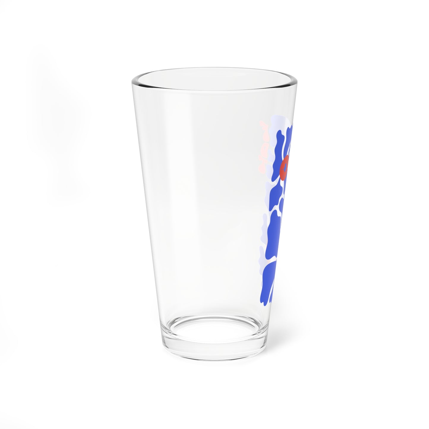 ‘FDT’ Red & Blue Floral Pint Glass