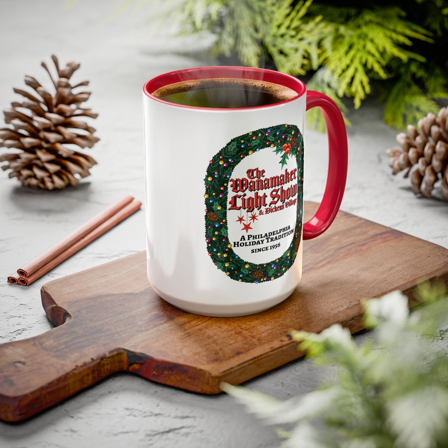 'The Wanamaker Light Show' Holiday Wreath Mug - 11oz/15oz