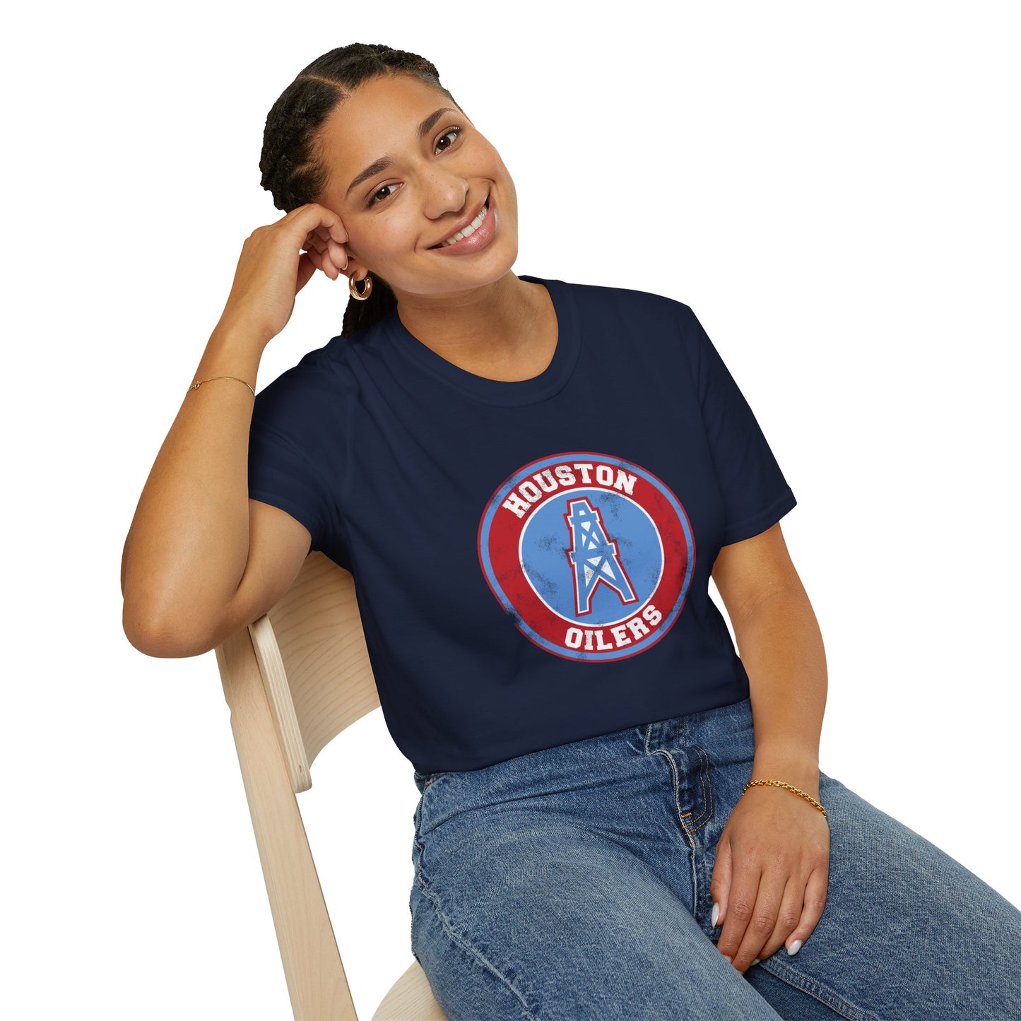 Houston Oilers Distressed Emblem Unisex Tee