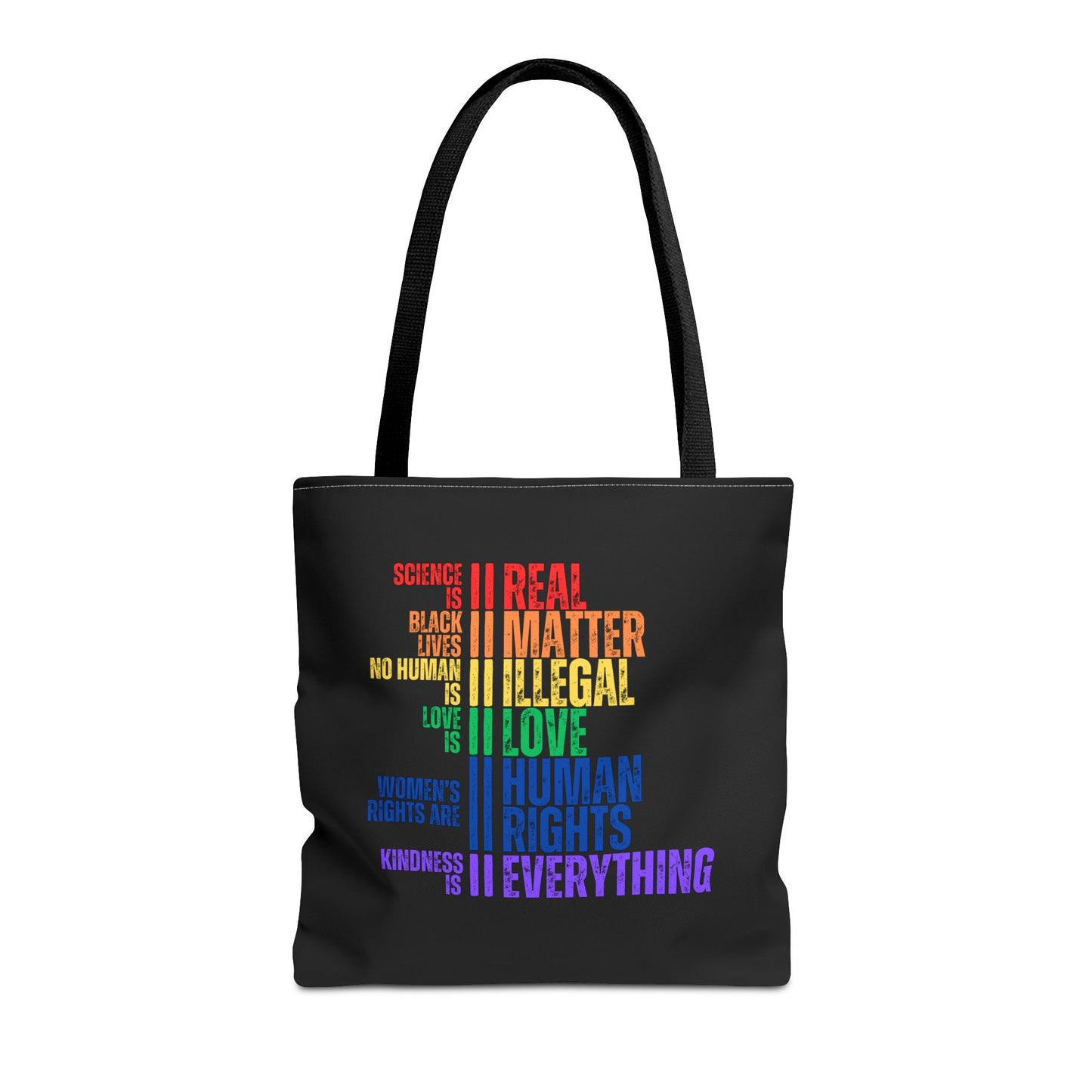 Equality Rainbow Tote Bag in Black
