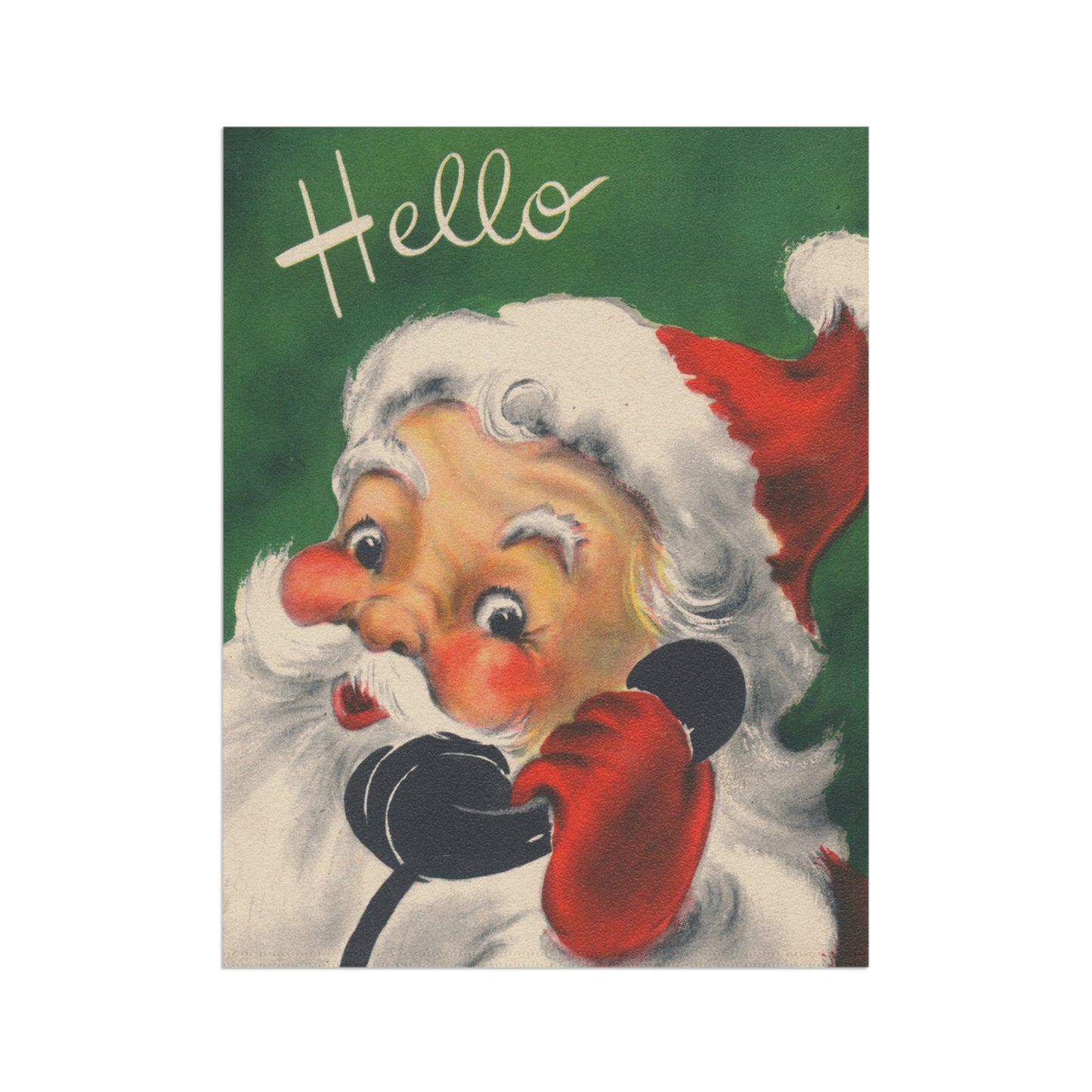 Retro Santa saying Hi! Christmas Garden Flag or House Banner