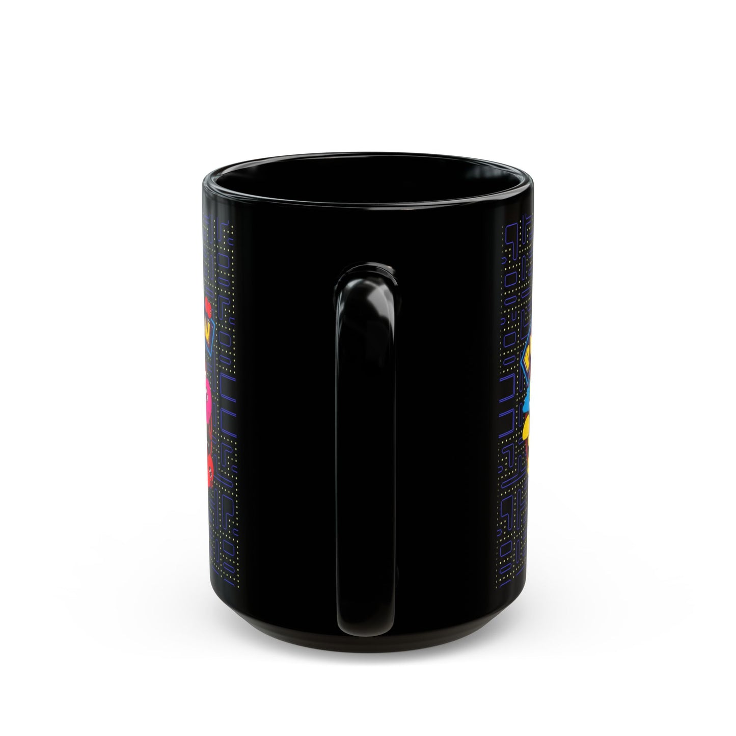 Pac-Man Themed Black Ceramic Mug
