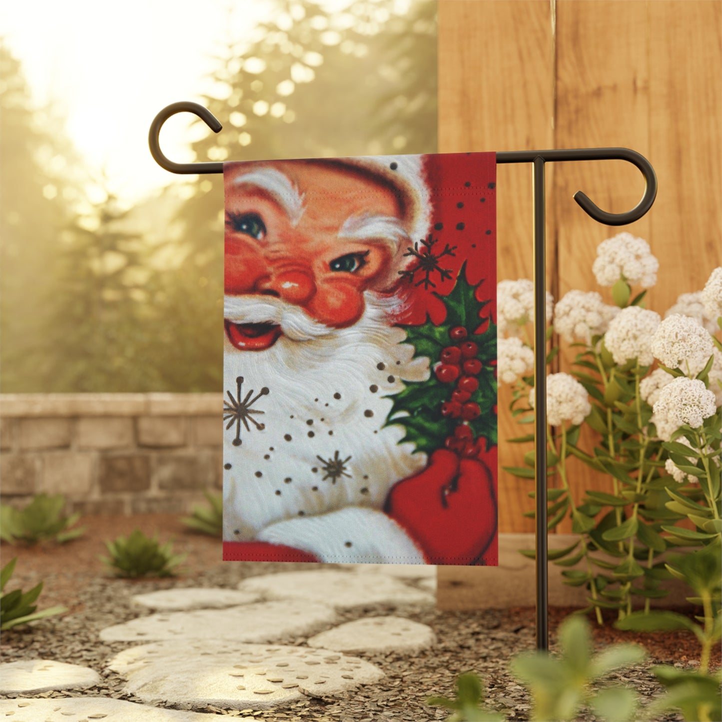 Fun Retro Santa Christmas Garden Flag or House Banner