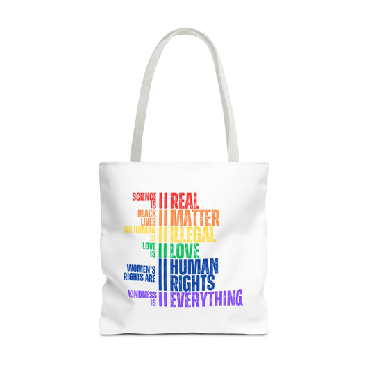 Tote Bag in White - Equality Rainbow, 3 sizes