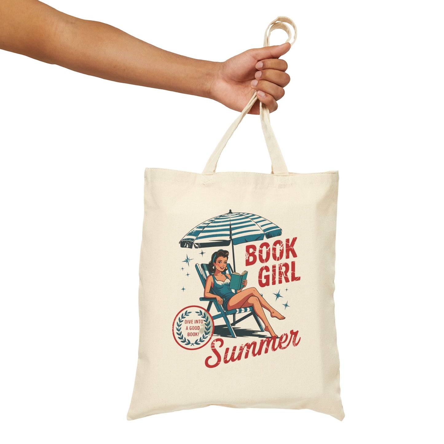 Book Girl Summer Cotton Canvas Tote Bag