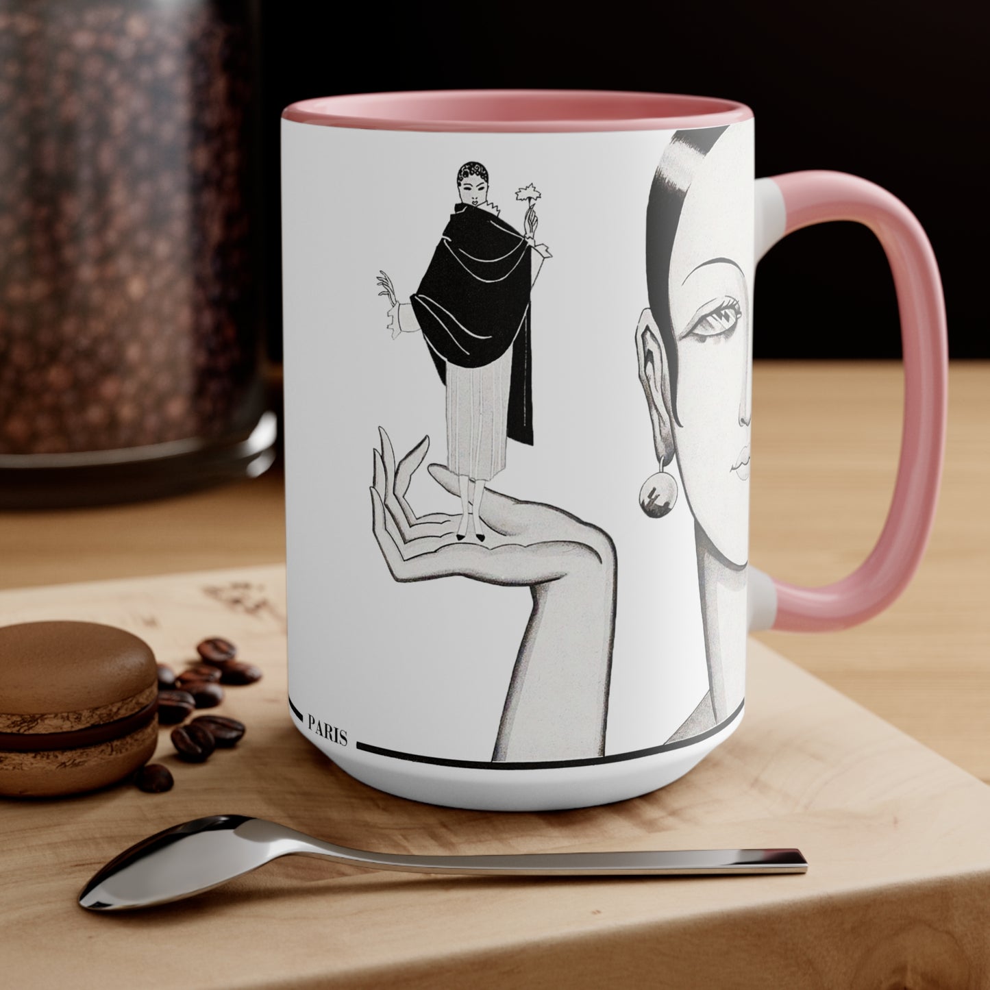 Paris Fashion Two-Tone Mug | Red, Black, Pink