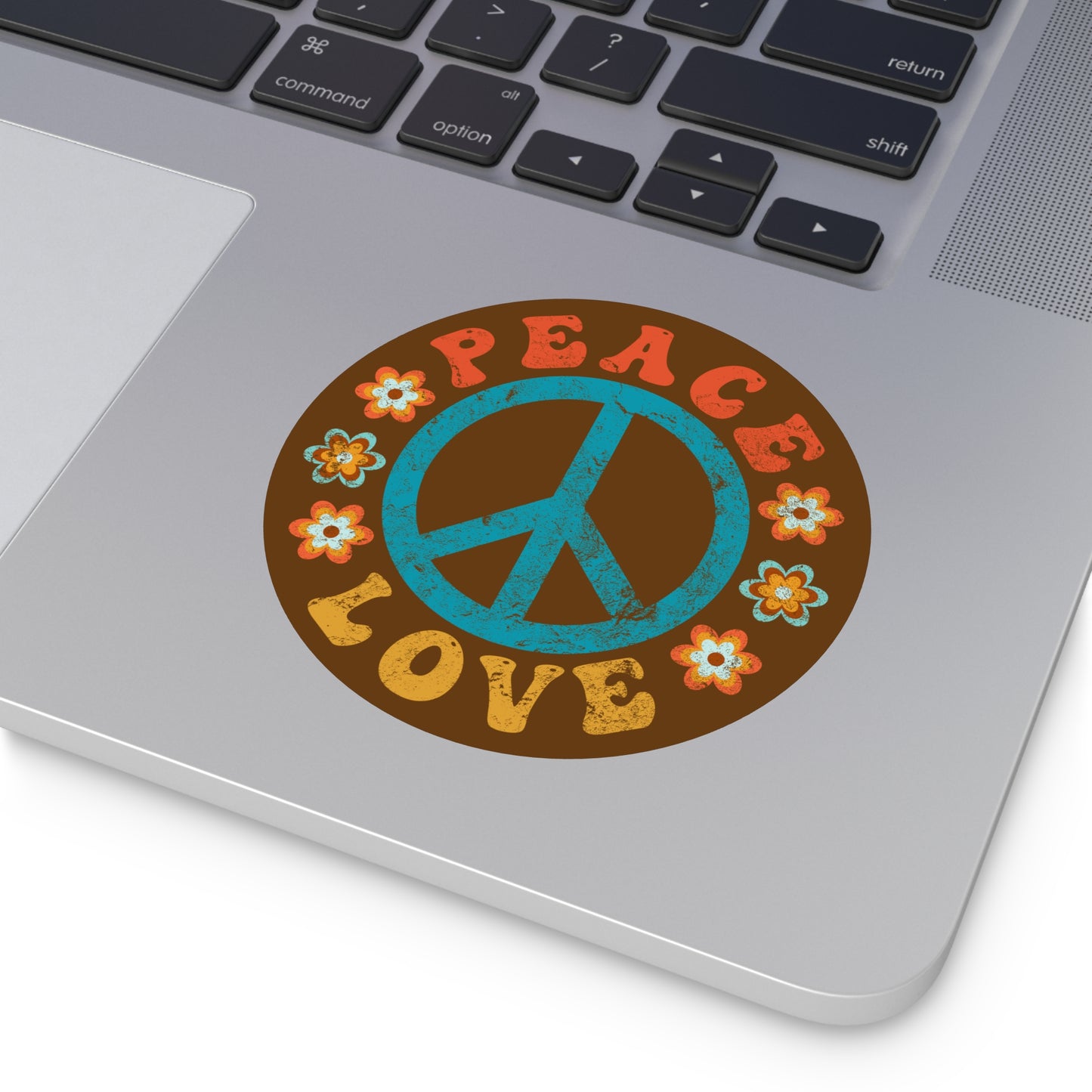 Peace & Love Round Vinyl Sticker