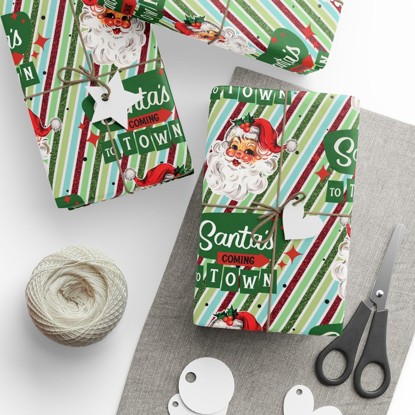 Retro Santa Christmas Gift Wrap