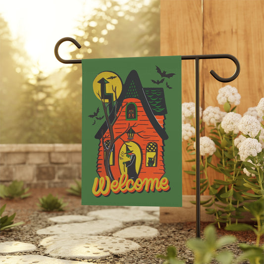 Retro Witch's House Halloween Welcome Banner