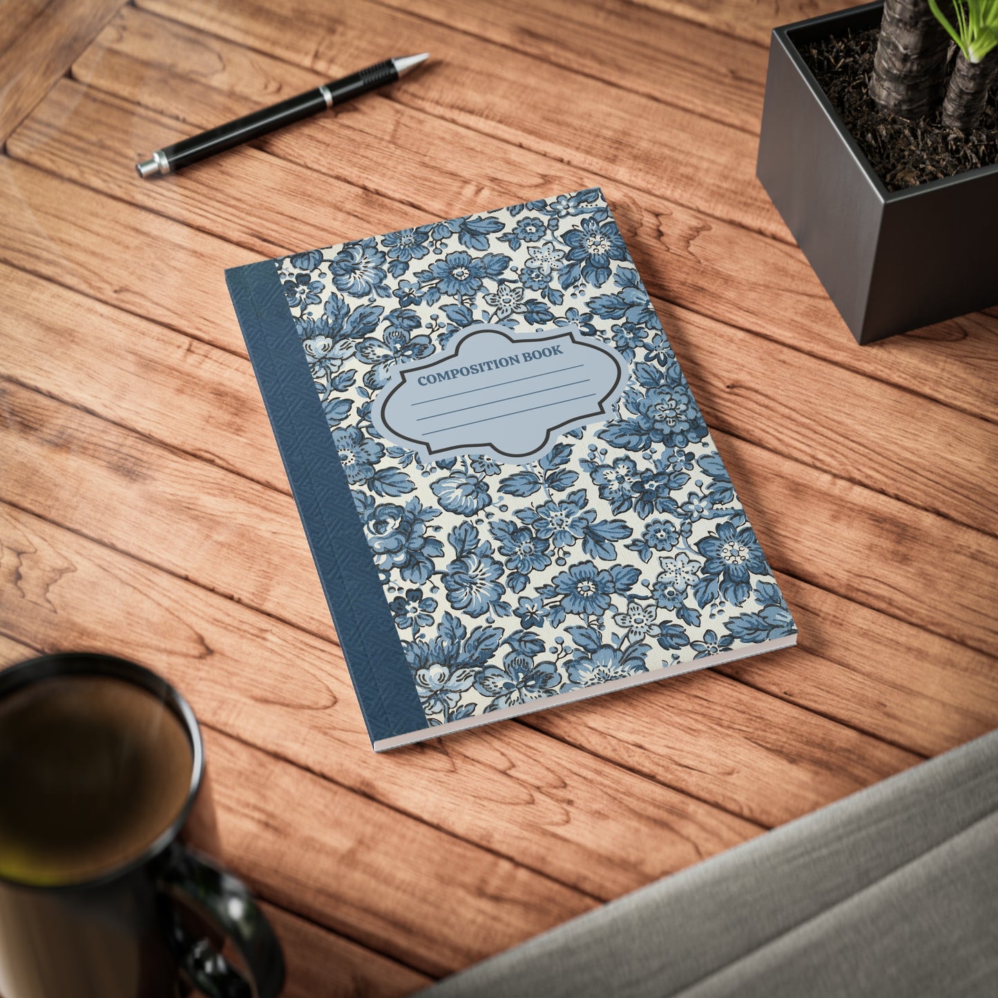 Blue Posies Softcover Notebook