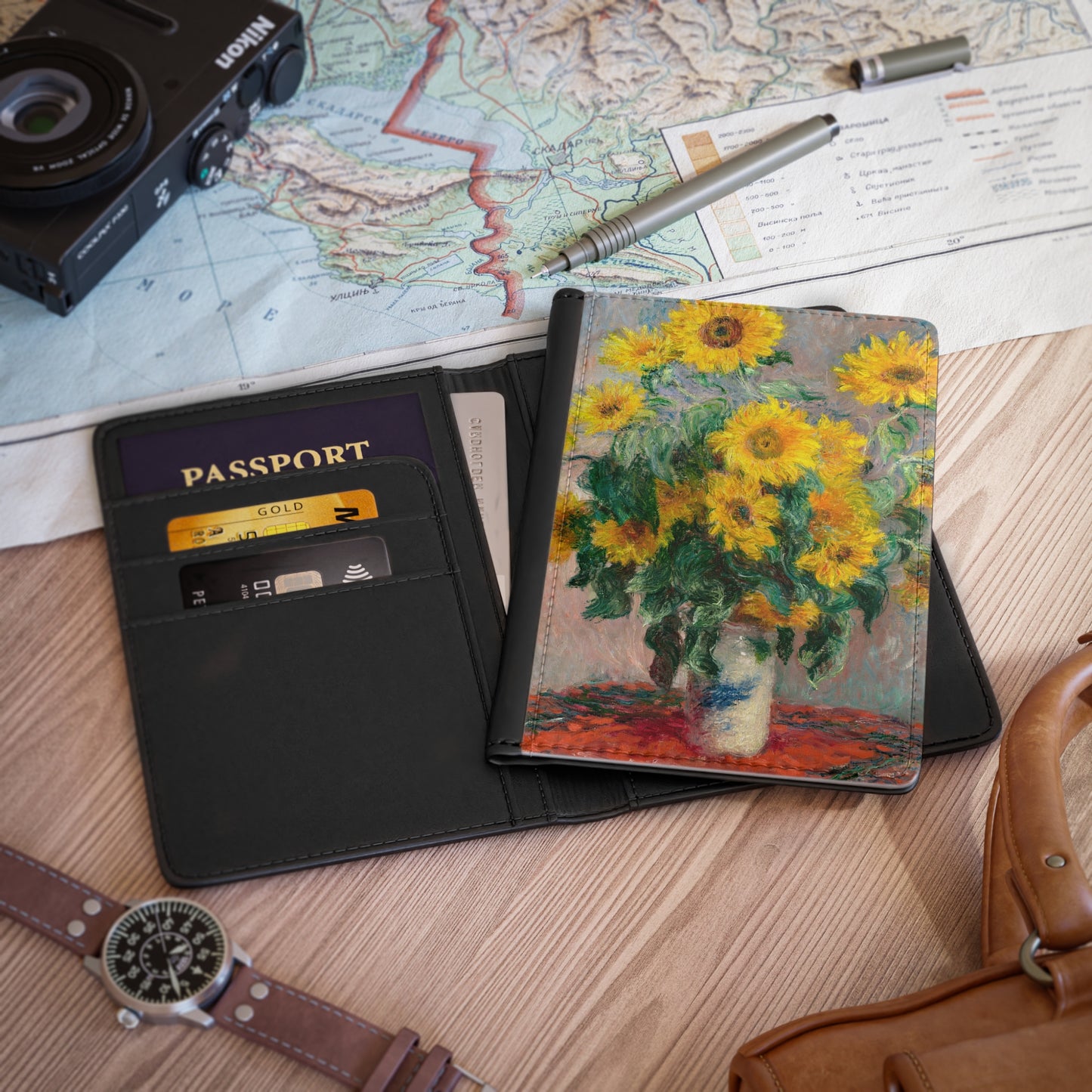 Monet’s Sunflowers Passport Holder