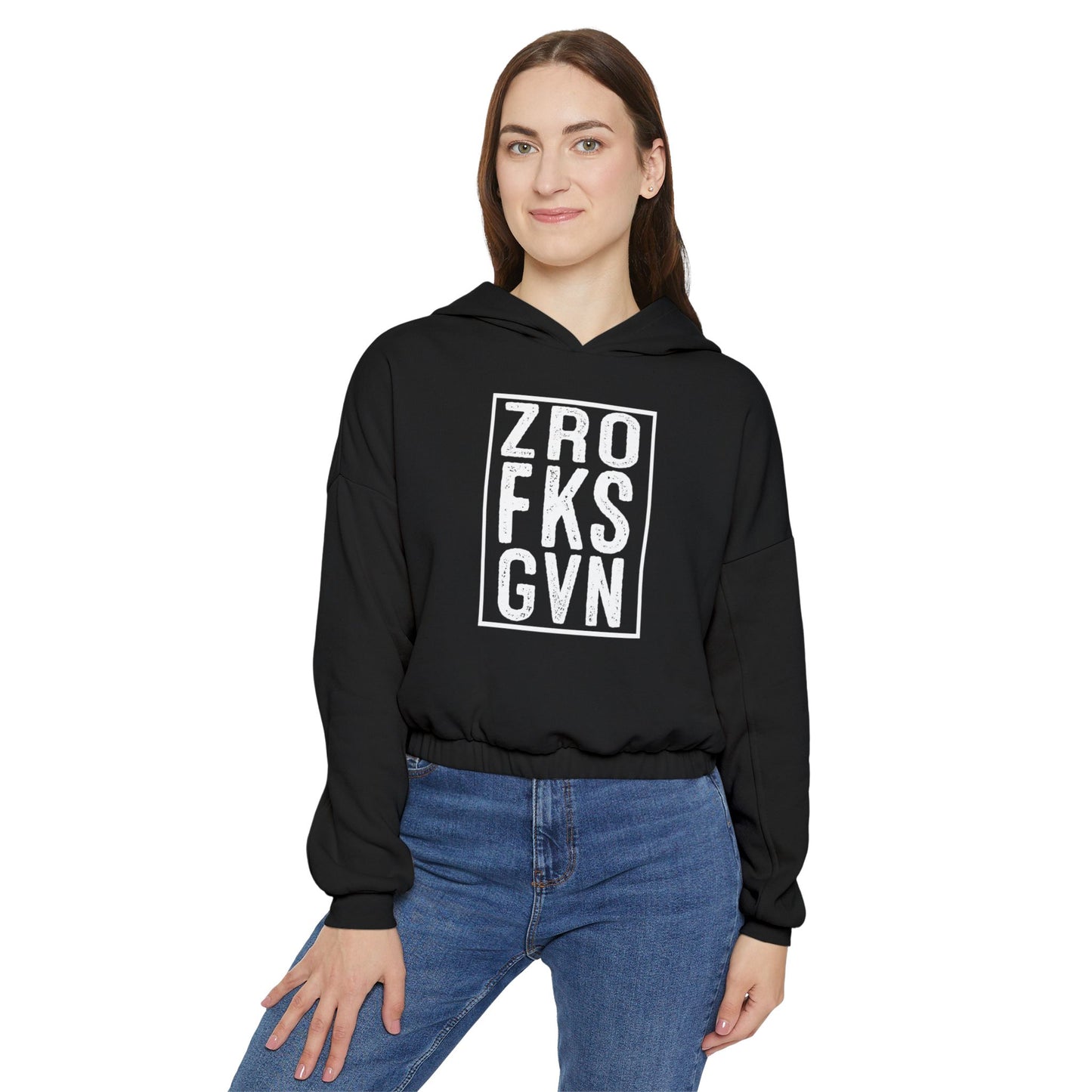 ‘ZRO FKS GVN’ Cropped Sweatshirt